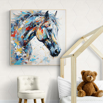Vivid Steed horse canvas wall art with bold brushstrokes and lively color