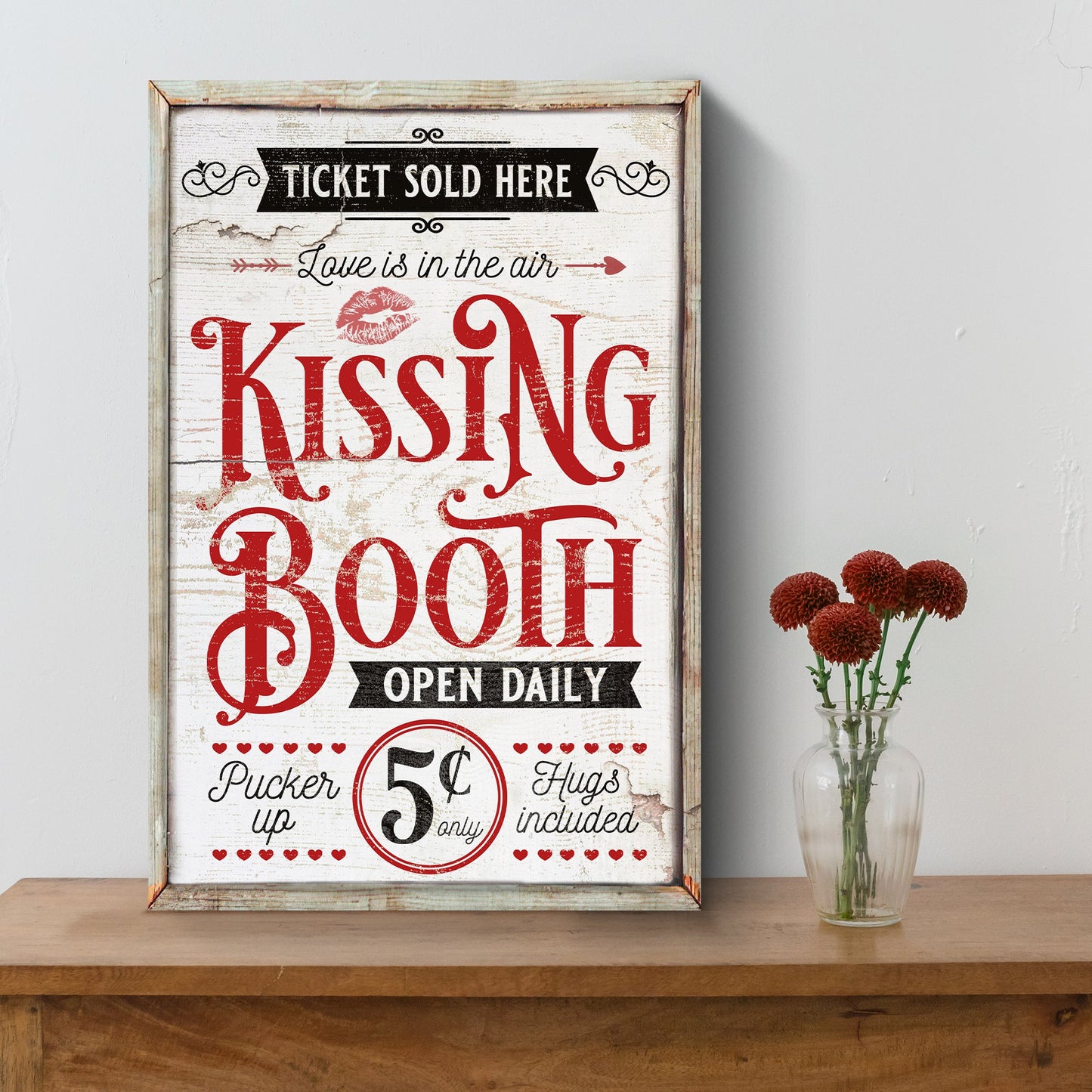 Valentines Day Kissing Booth Canvas Wall Art