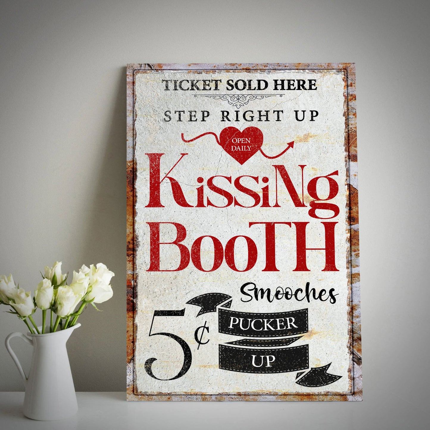 Valentines Day Kissing Booth Canvas Wall Art