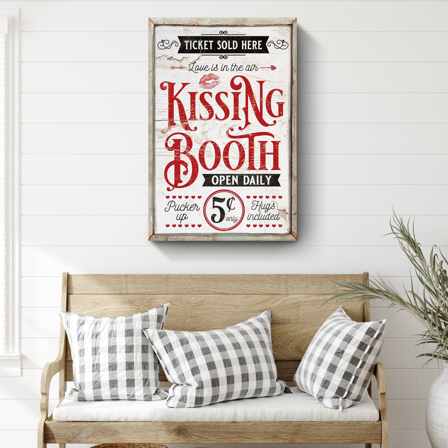 Valentines Day Kissing Booth Canvas Wall Art