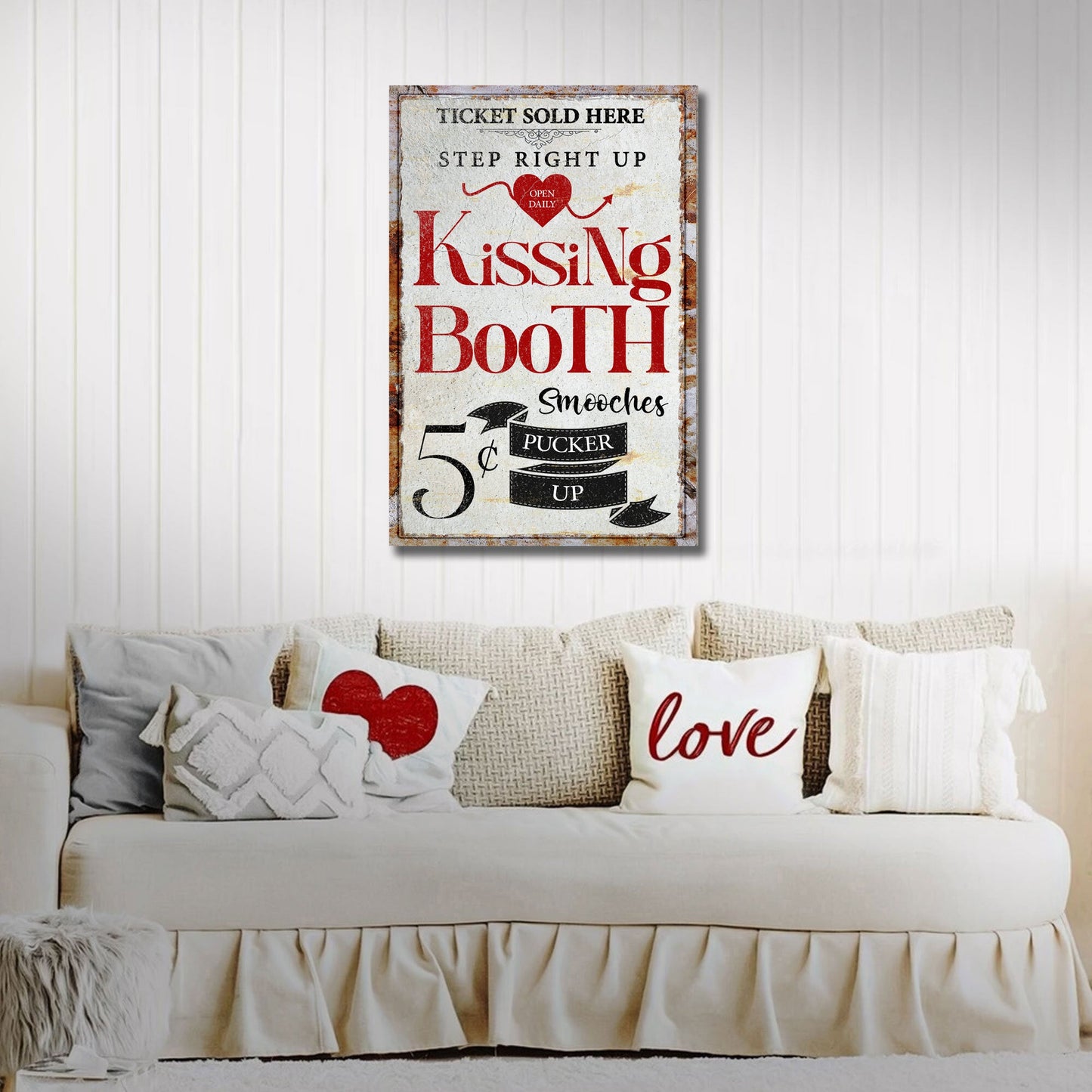 Valentines Day Kissing Booth Canvas Wall Art