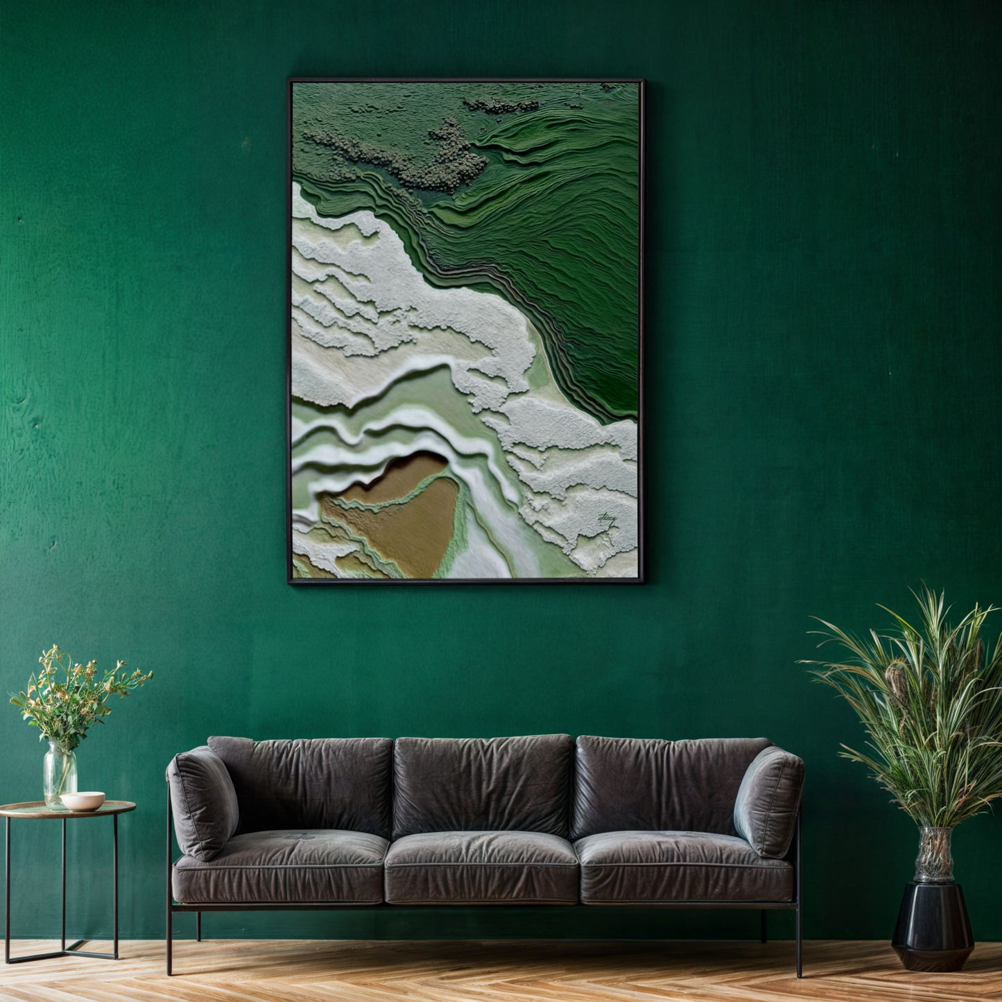 Verdant Cliffs Original Landscape Canvas Wall Art