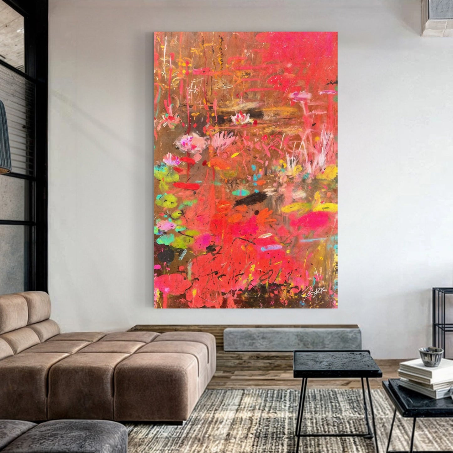 Vibrant Veil II abstract color canvas wall art with bold layered hues