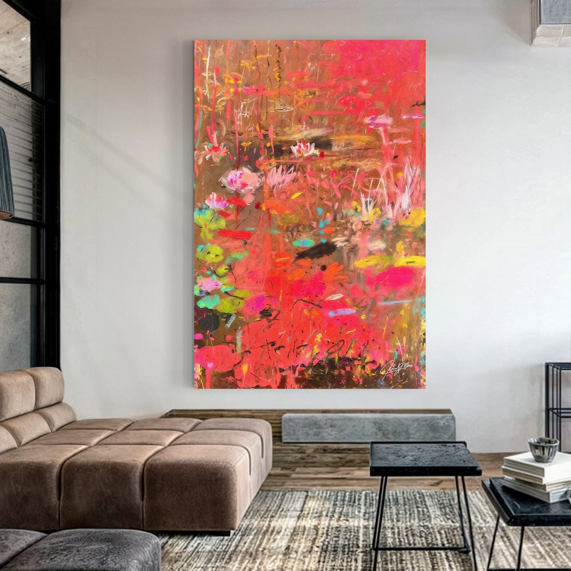 Vibrant Veil II abstract color canvas wall art with bold layered hues