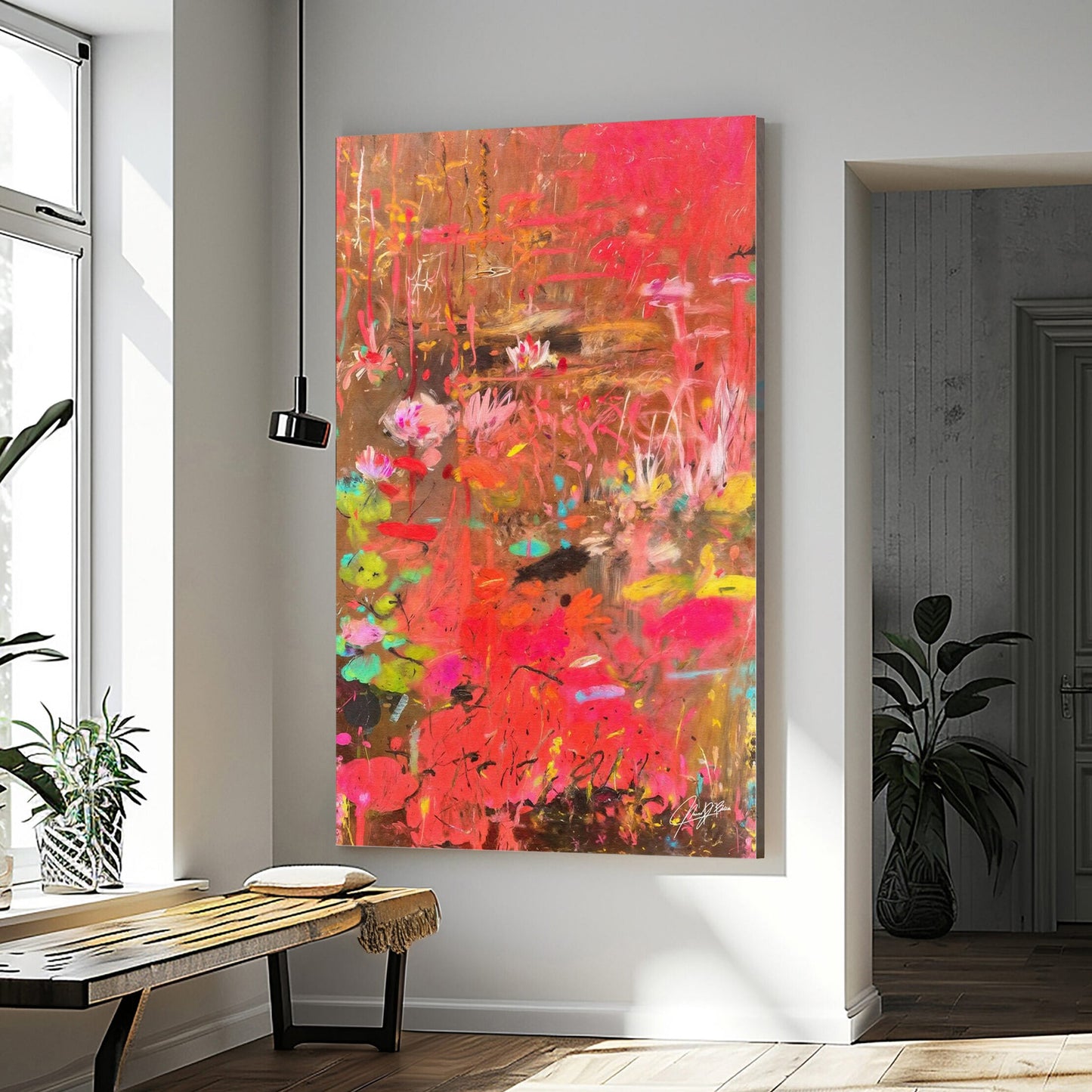 Vibrant Veil II Abstract Color Canvas Wall Art