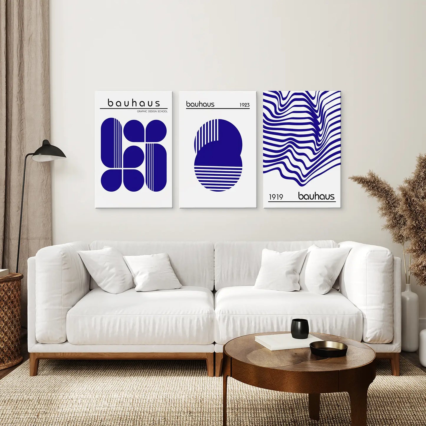 Minimalist Geometric Wall Art Set of 3 Bauhaus-Style Prints