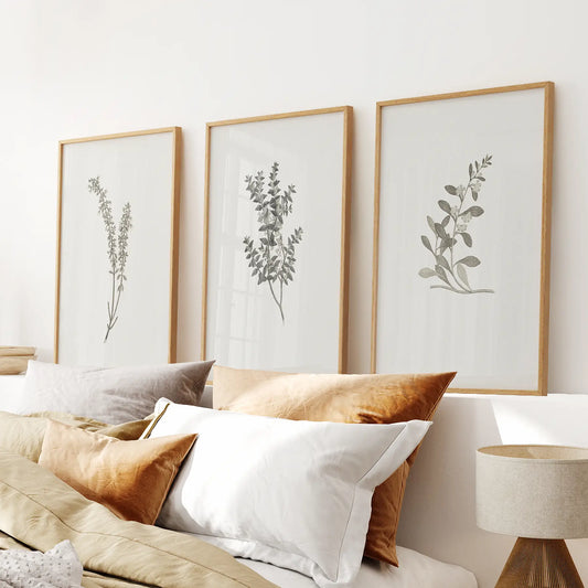 Set of 3 vintage floral rustic botanical wall art prints