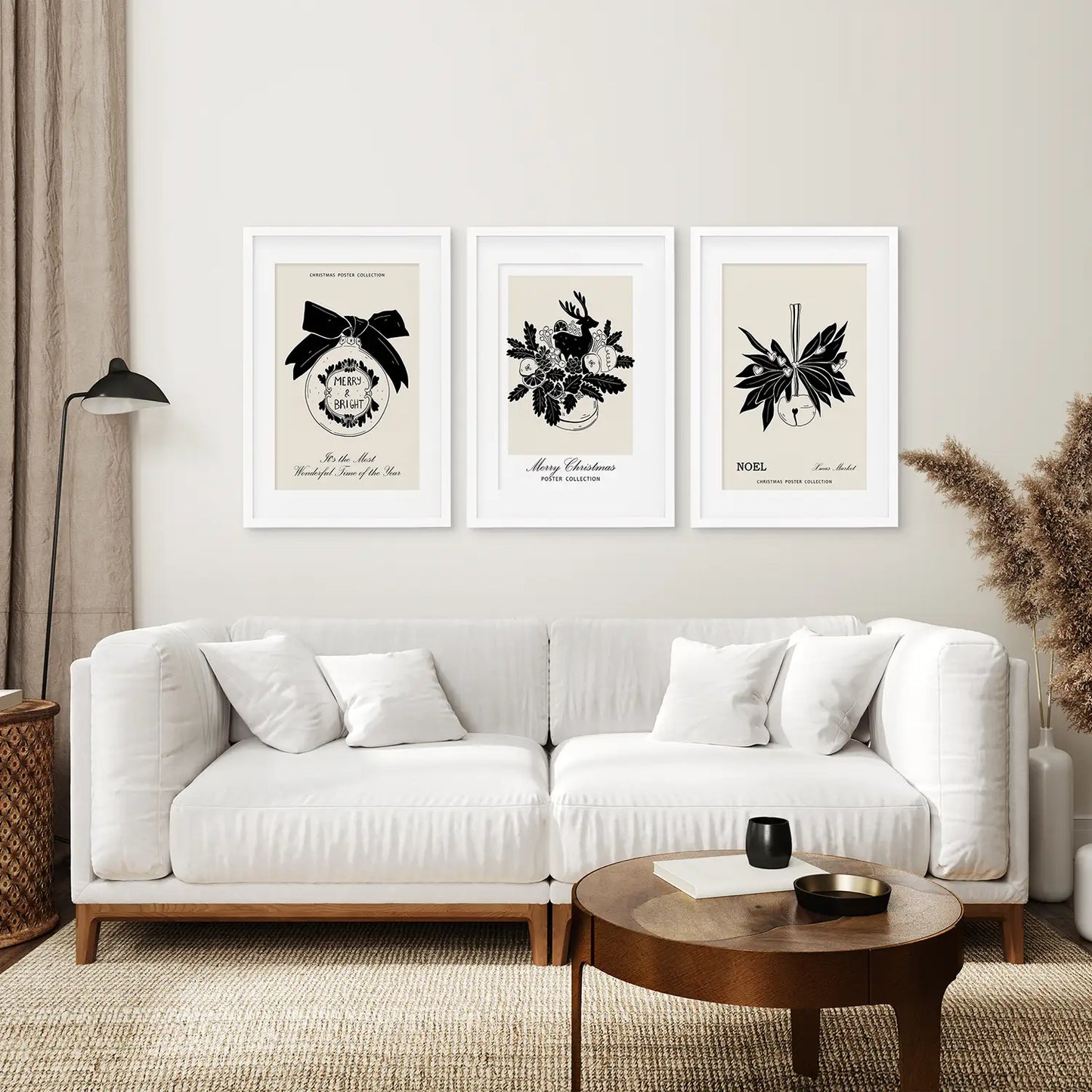 Vintage Rustic Christmas Wall Art Set of 3 Prints