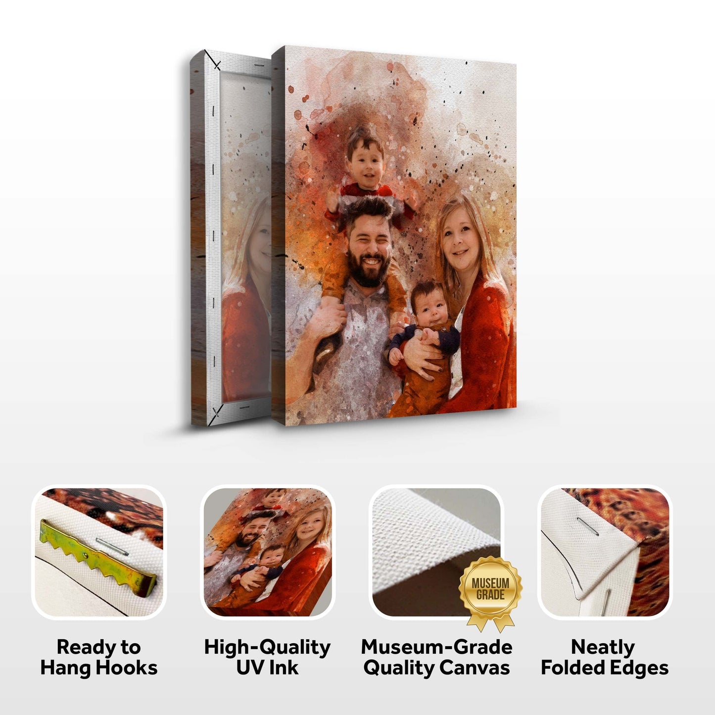 Family Watercolor Portrait Canvas Sign
