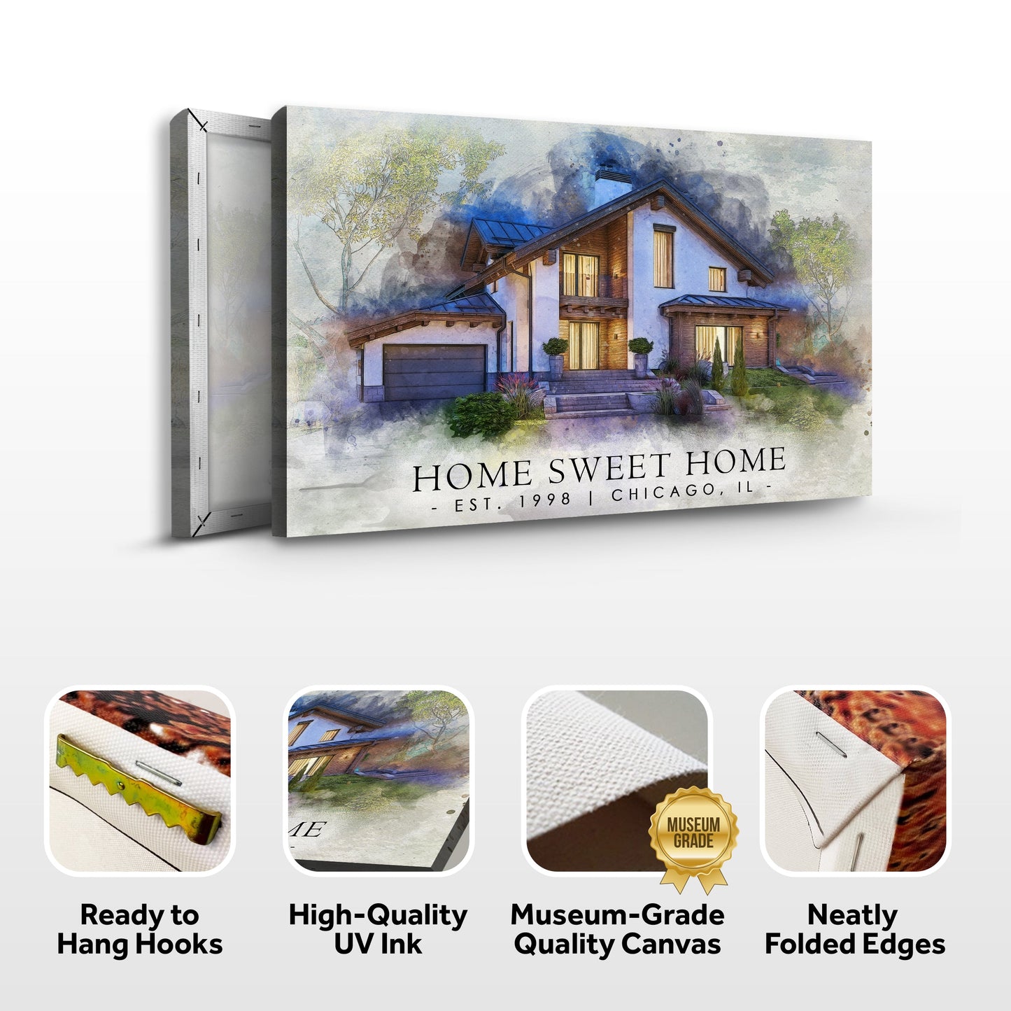 Home Sweet Home Watercolor Canvas Sign II