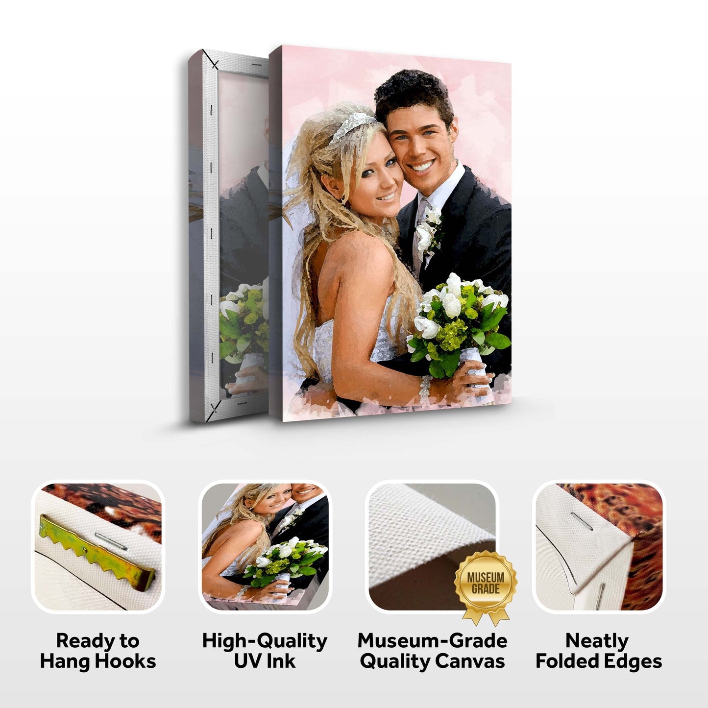 Couple Watercolor Sign Personalized Canvas Wall Art