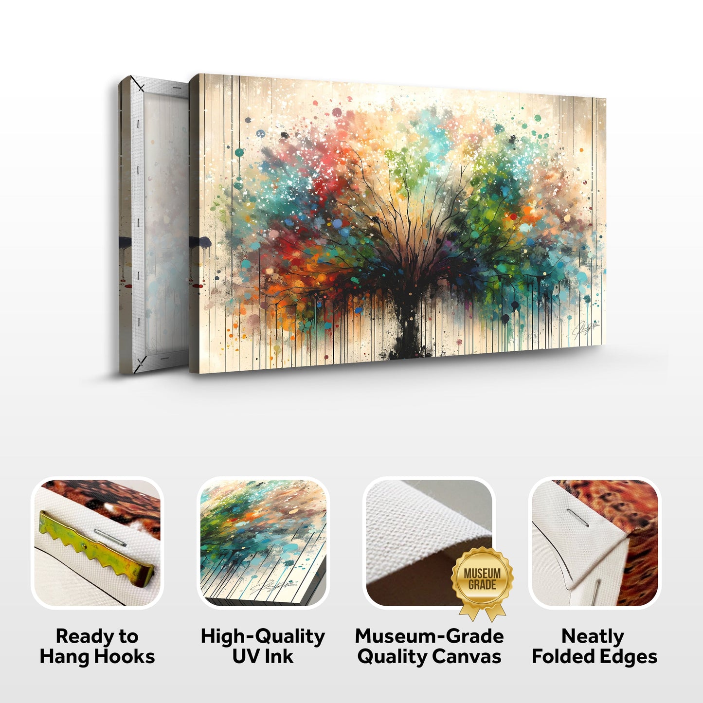 Season Spectrum Colorful Tree Canvas Wall Art