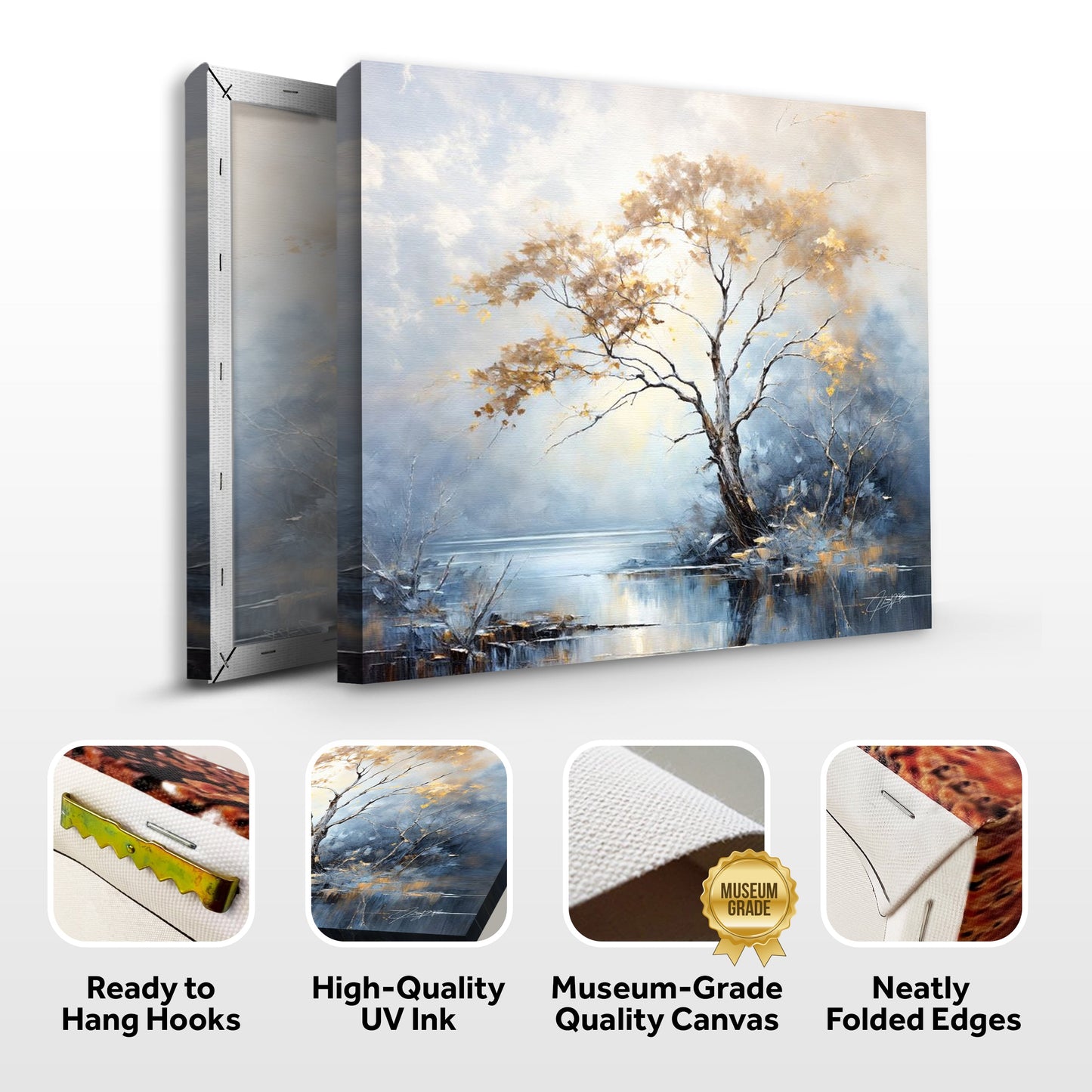 Autumnal Reflection Lake Canvas Wall Art Landscape