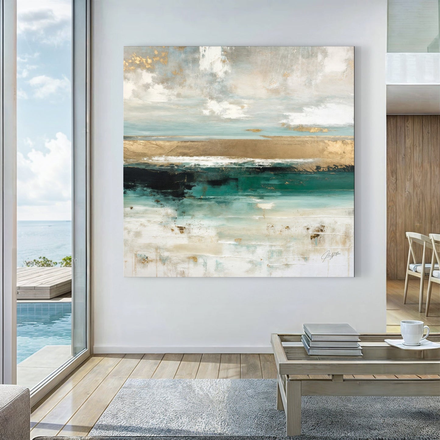 Coastal Echoes serene coastline canvas wall art with soothing colors and soft shore textures