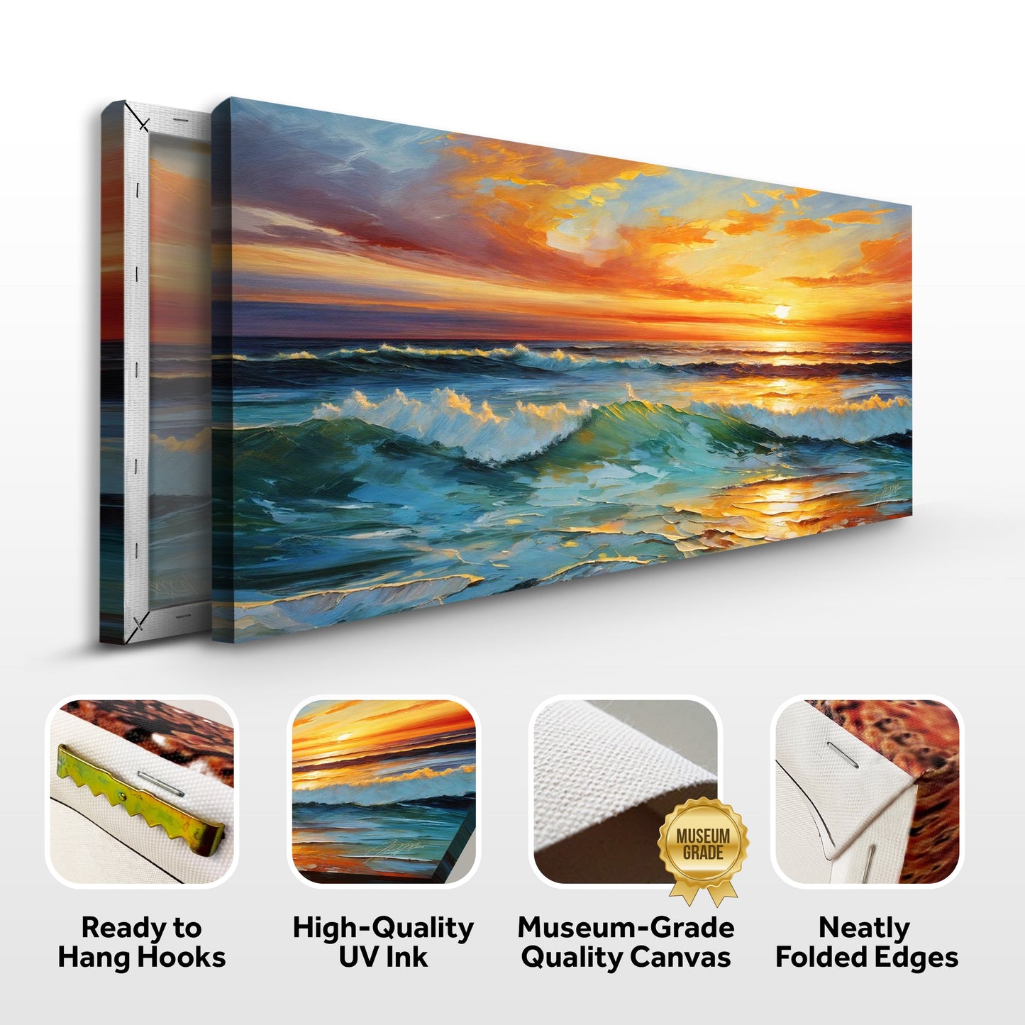 Sunset Surge Ocean Waves Canvas Wall Art