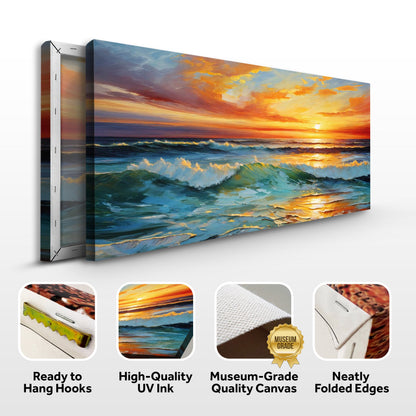 Sunset Surge Ocean Waves Canvas Wall Art