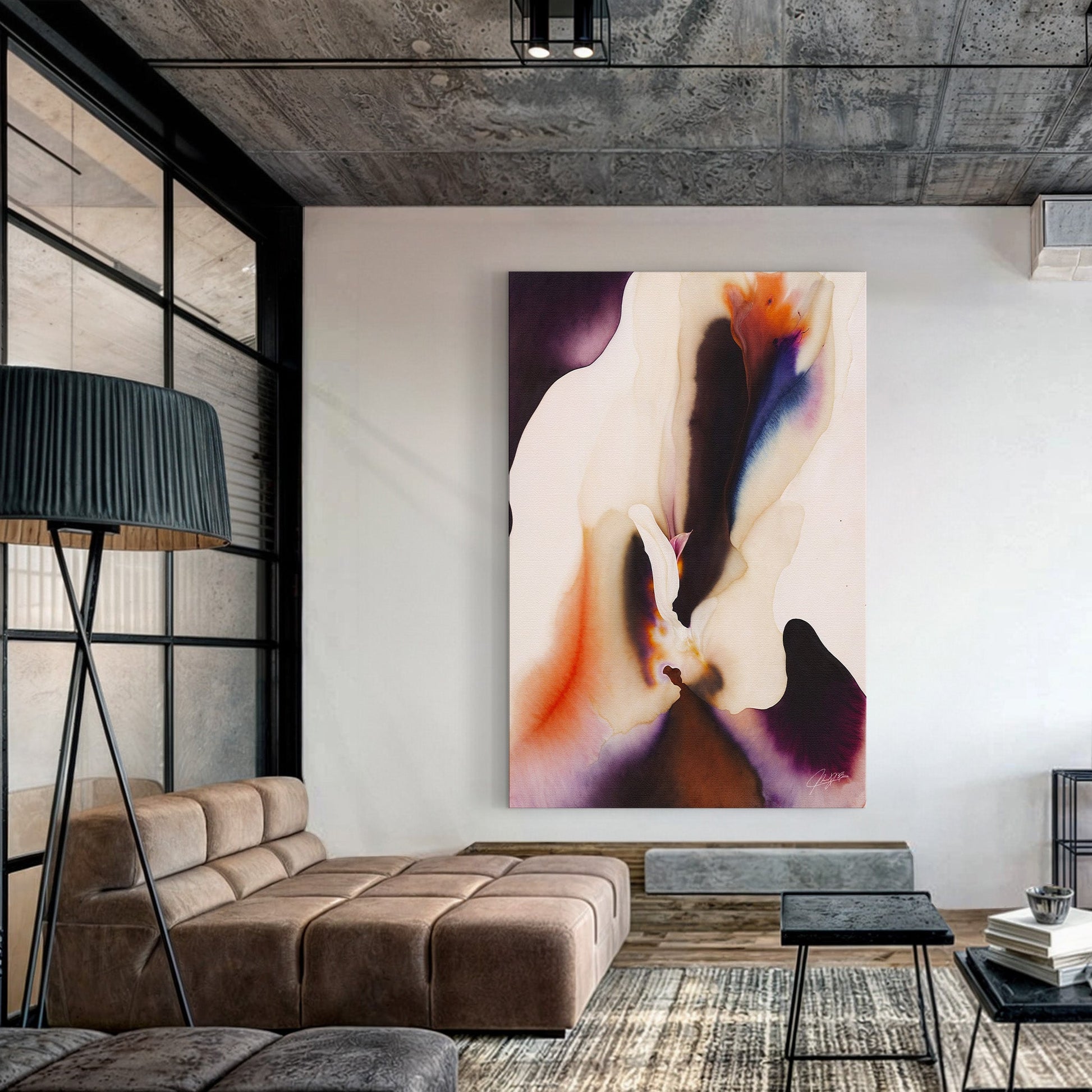 Velvet Bloom abstract canvas wall art with rich layered velvety color