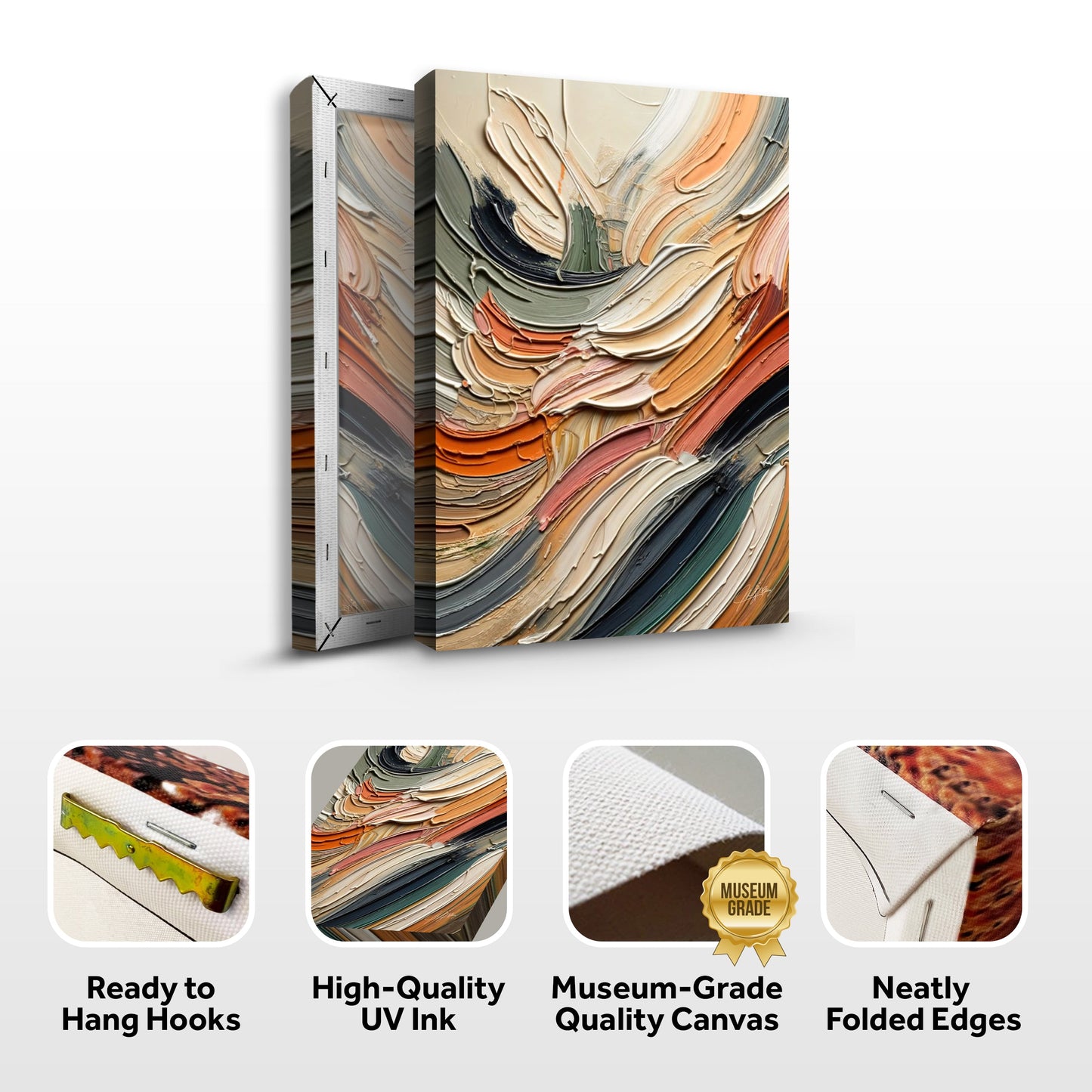 Earthen Strata Colorful Abstract Canvas Wall Art