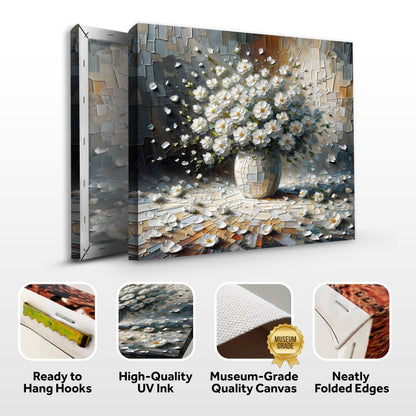Porcelain Bloom White Floral Canvas Wall Art