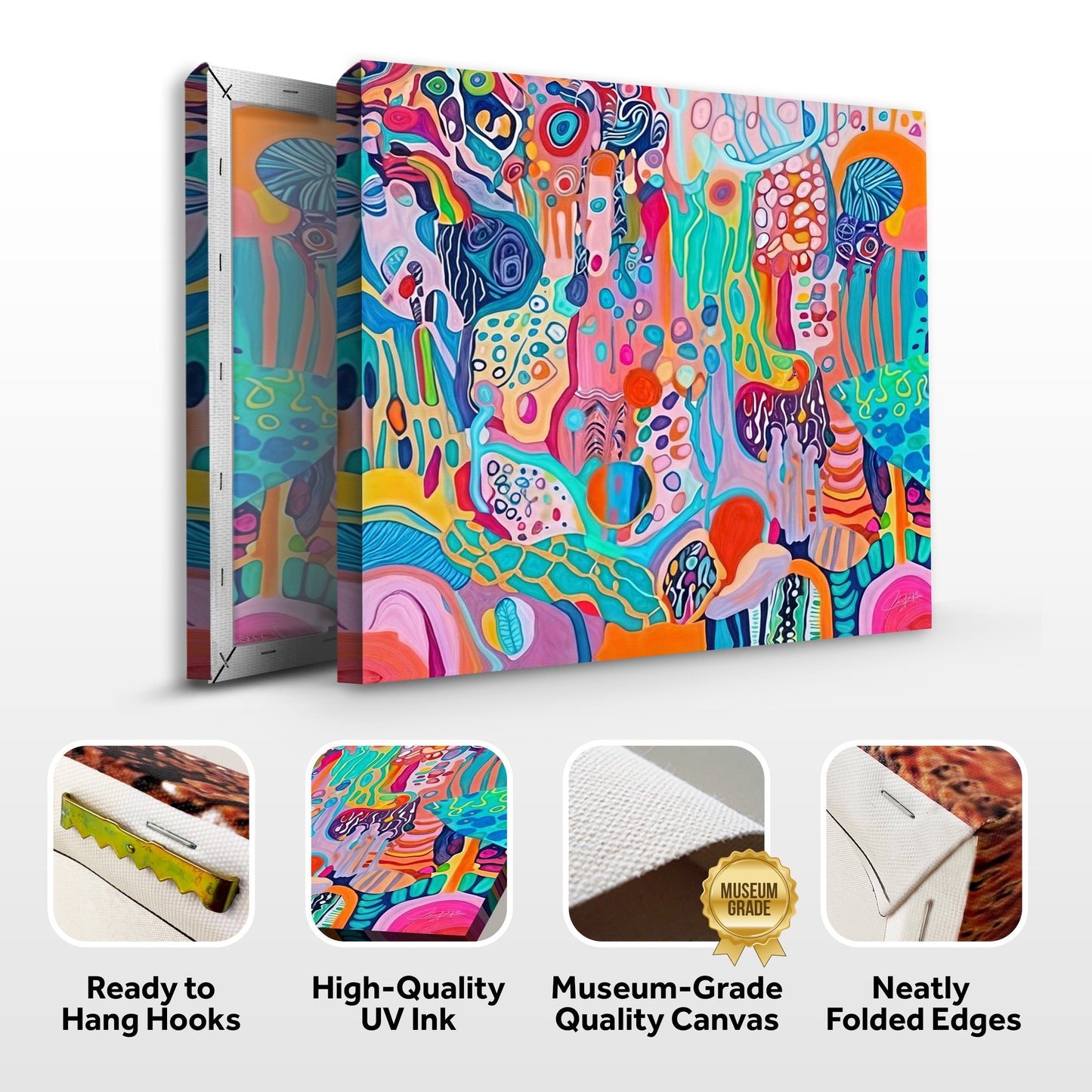 Kaleidoscopic Voyage Colorful Abstract Canvas Wall Art