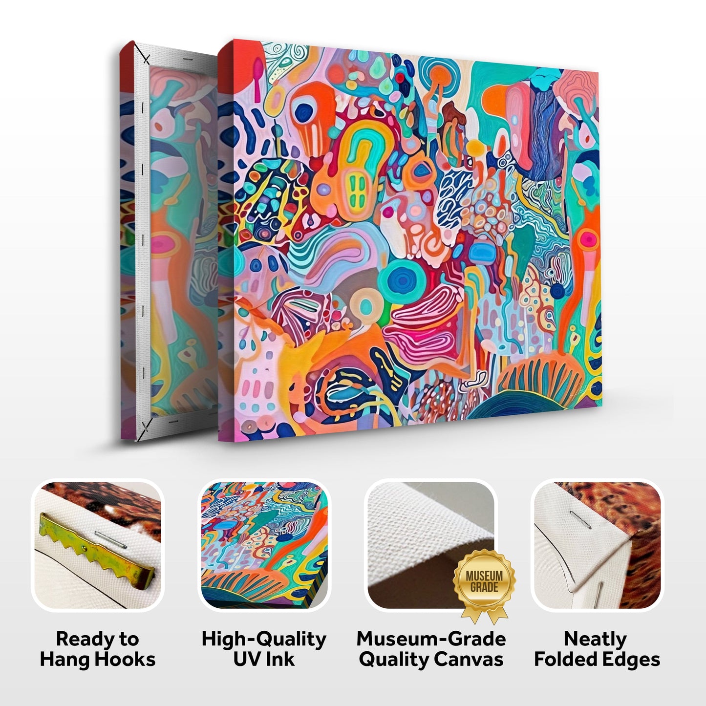Kaleidoscopic Voyage II Colorful Abstract Canvas Wall Art
