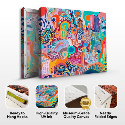 Kaleidoscopic Voyage II Colorful Abstract Canvas Wall Art
