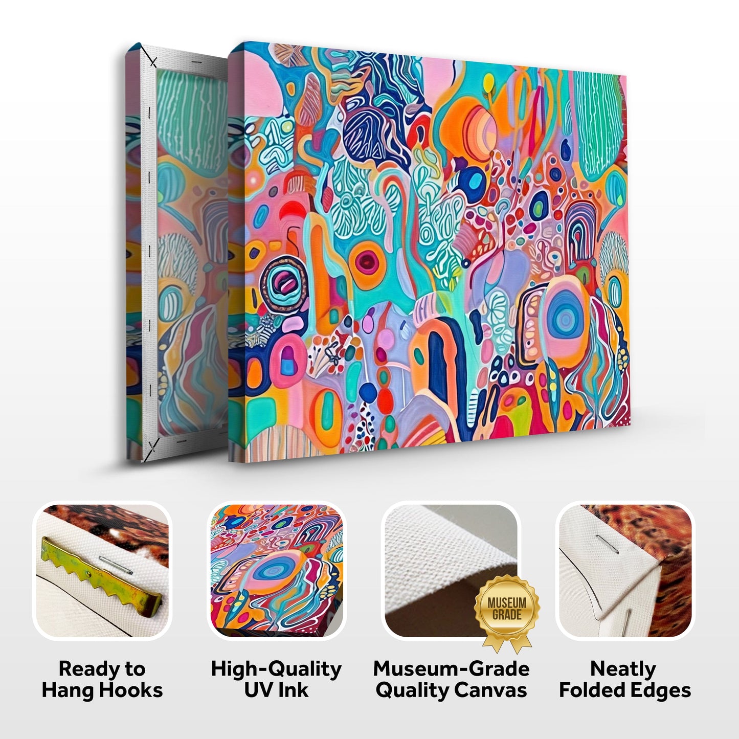 Kaleidoscopic Voyage III Colorful Abstract Canvas Wall Art