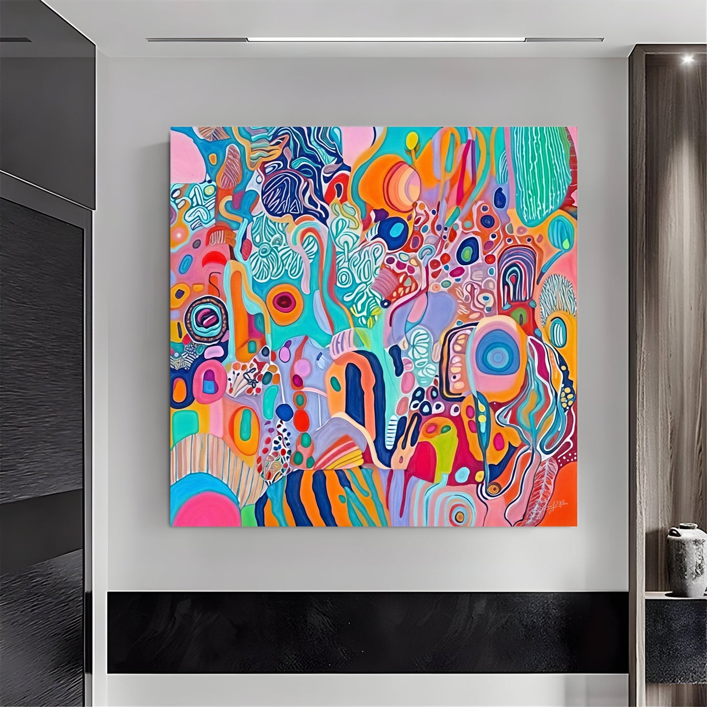 Kaleidoscopic Voyage III Colorful Abstract Canvas Wall Art