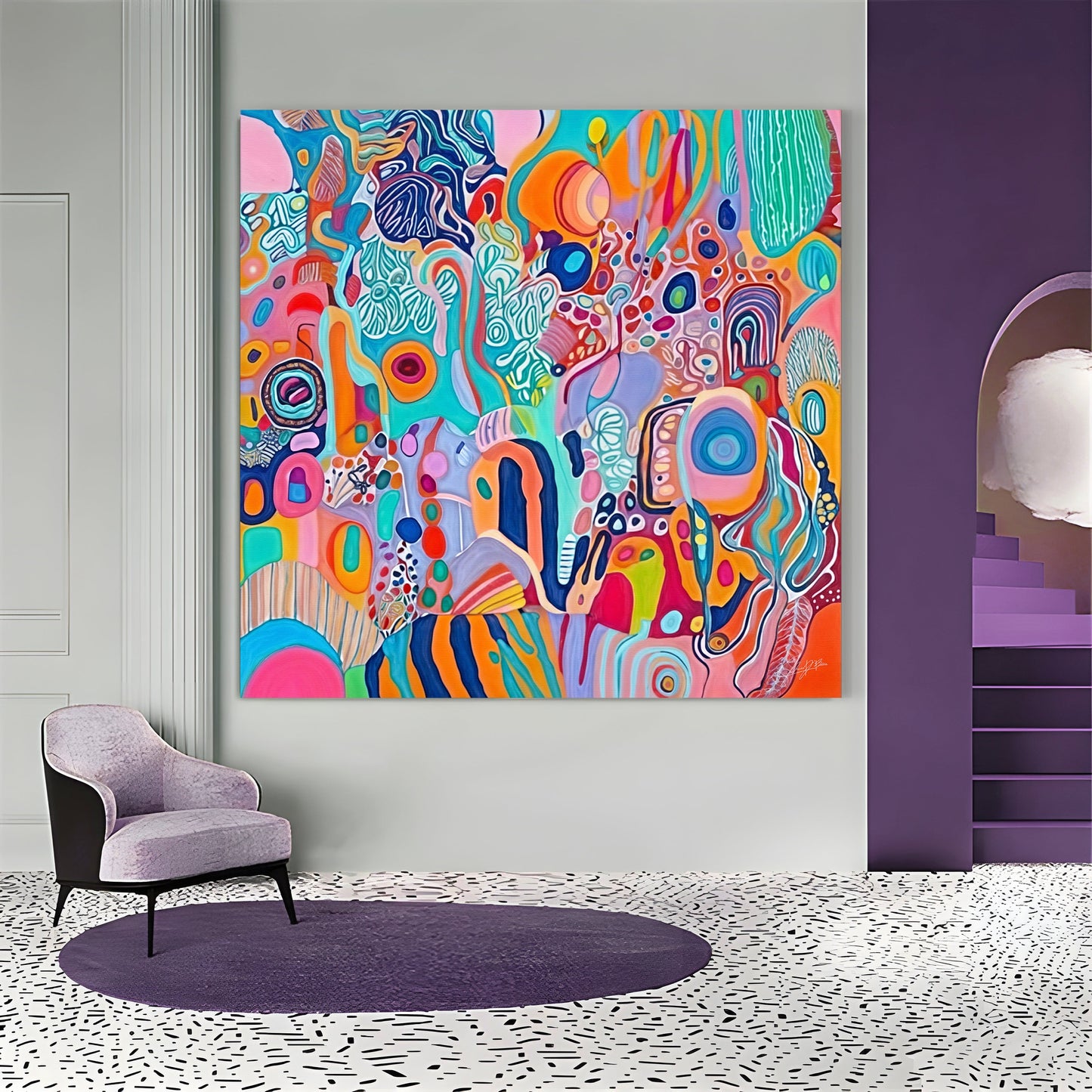 Kaleidoscopic Voyage III Colorful Abstract Canvas Wall Art