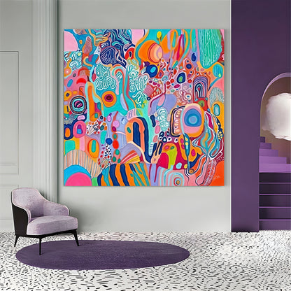 Kaleidoscopic Voyage III Colorful Abstract Canvas Wall Art