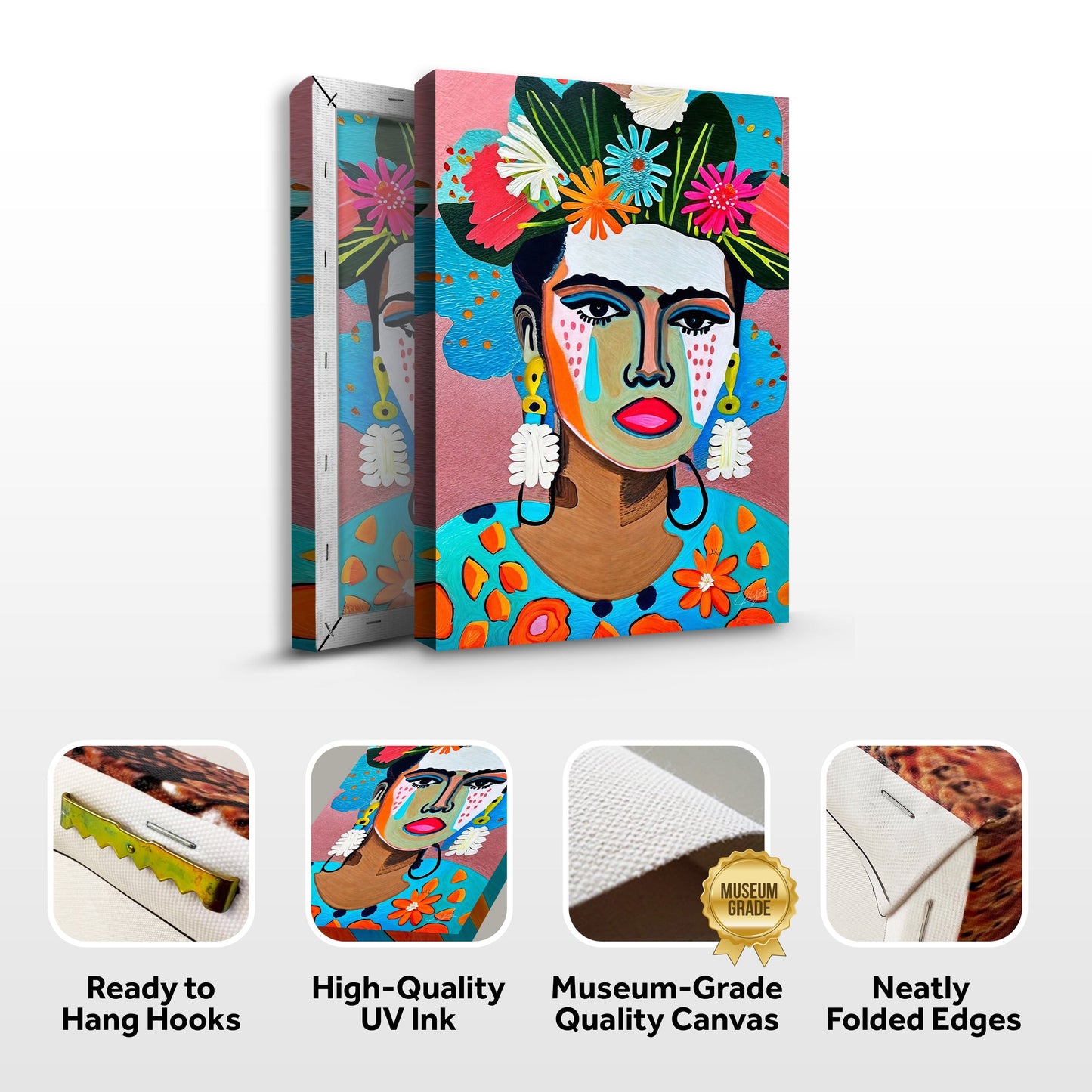 Floral Muse II Portrait with Flowers Canvas Wall Art