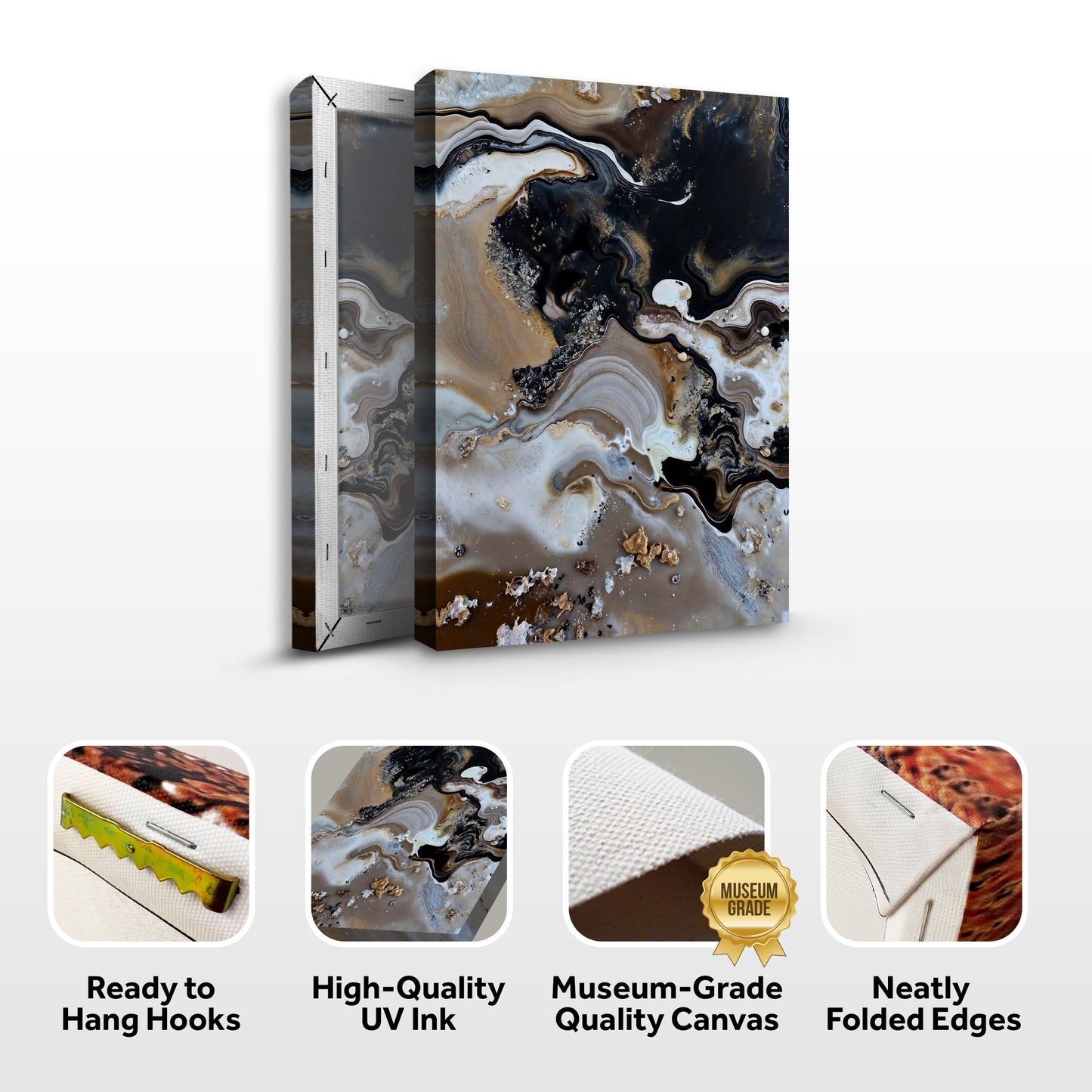 Geode Whispers Earth Tone Abstract Canvas Wall Art