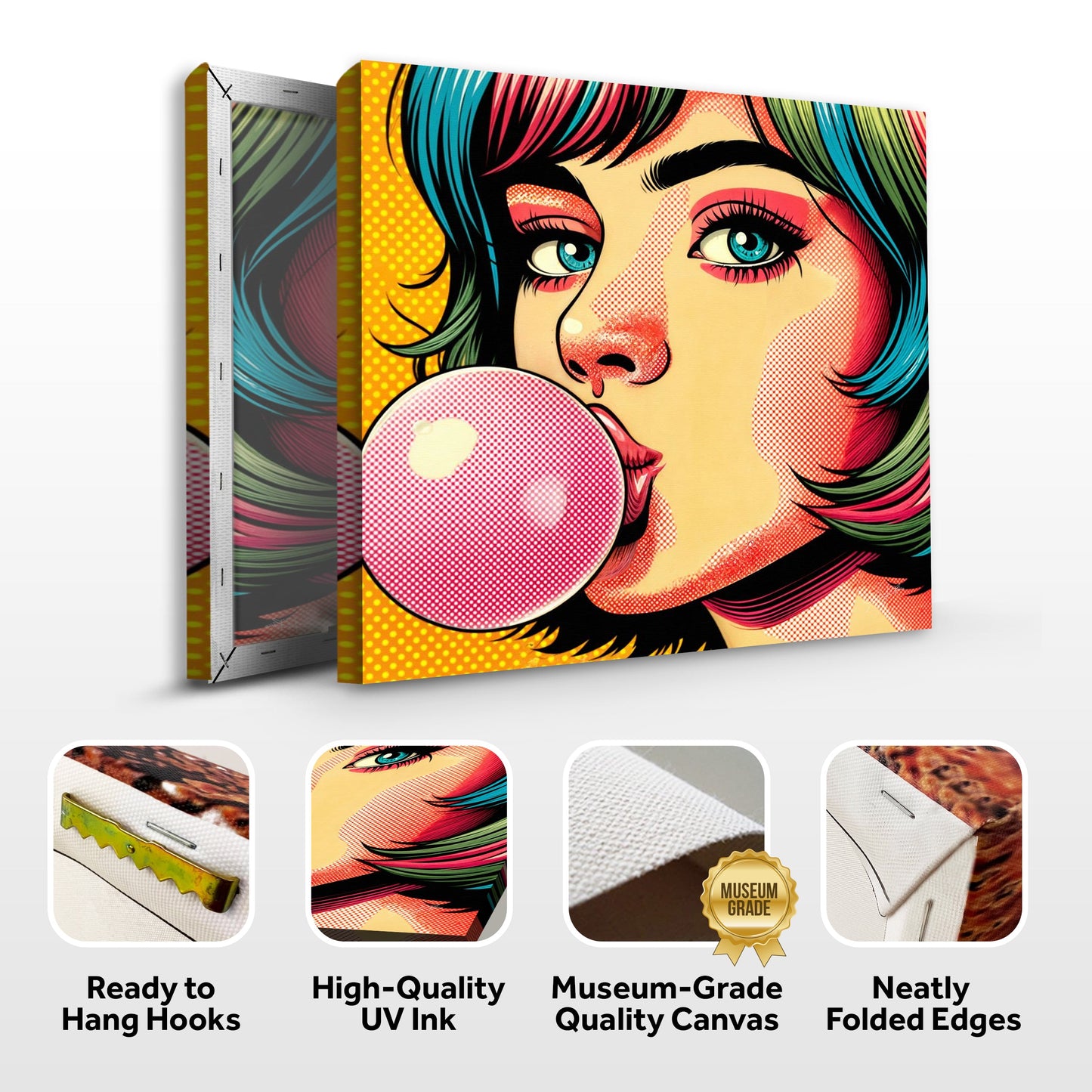Roys Bubble Pop Art Girl Canvas Wall Art