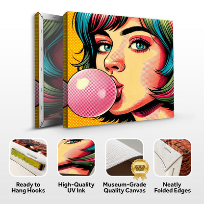 Roys Bubble Pop Art Girl Canvas Wall Art