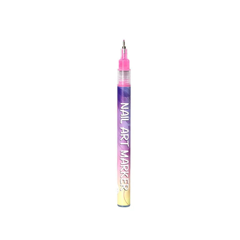 Water-based nail art markers with purple to yellow gradient barrels and clear ink windows