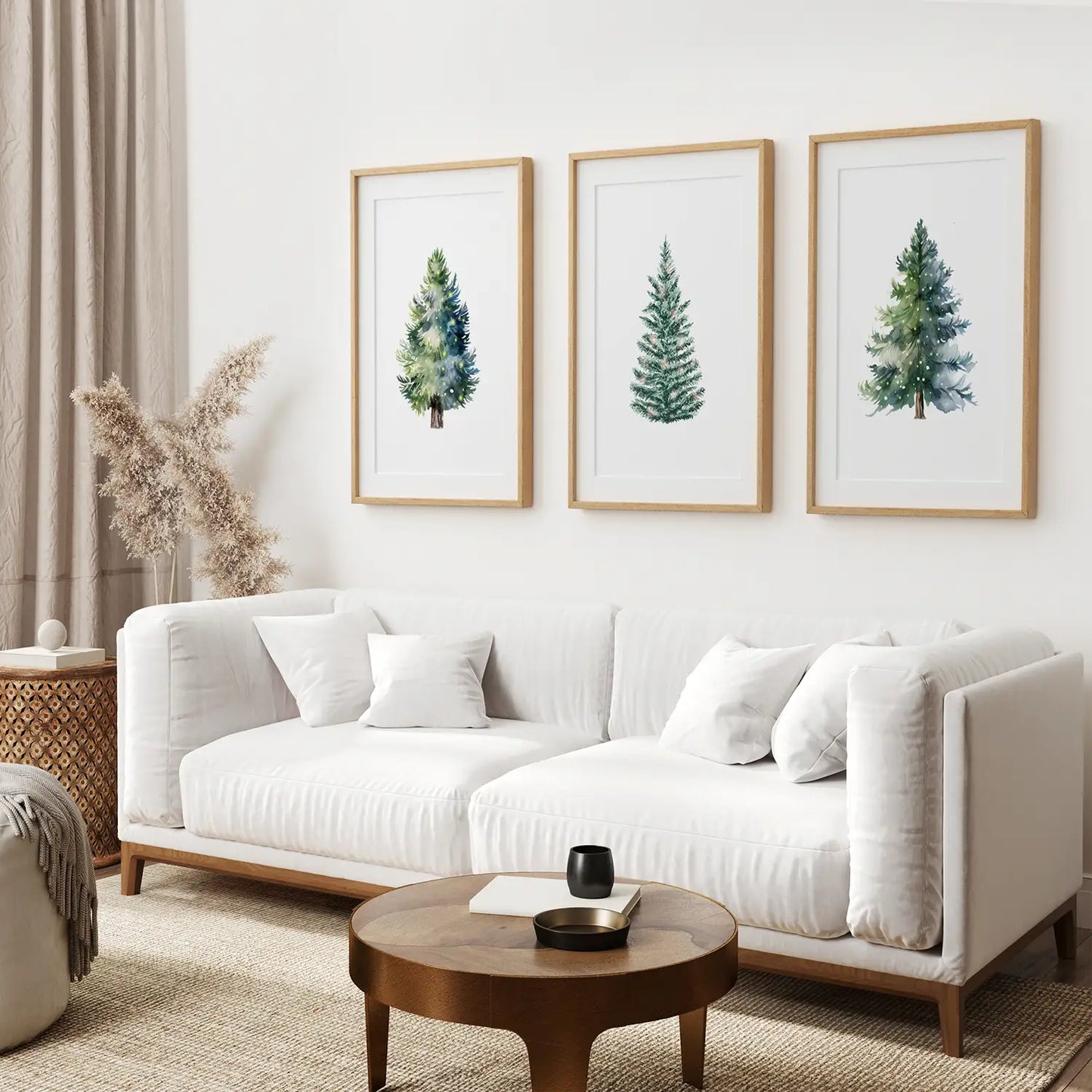 Watercolor Christmas Tree Wall Art Set of 3 Prints