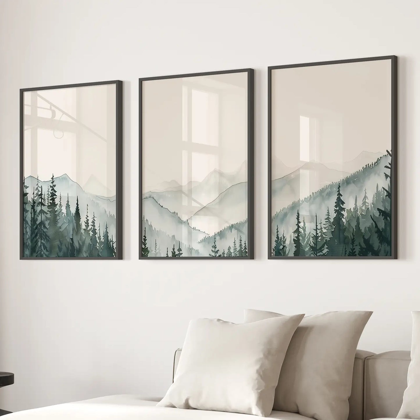 Mountain Forest Watercolor Wall Art Set of 3