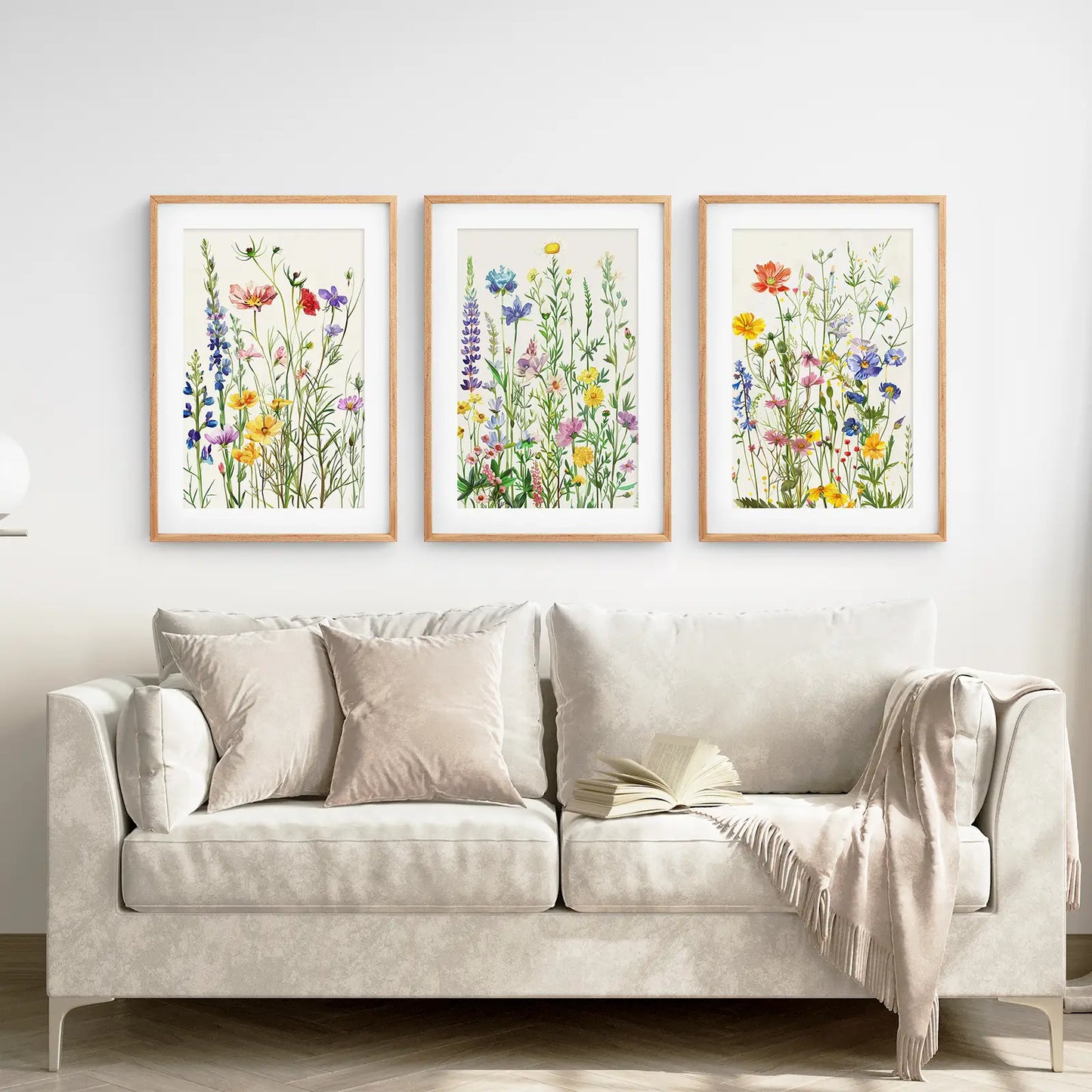 Wildflower Wall Art Set of 3 Watercolor Floral Prints