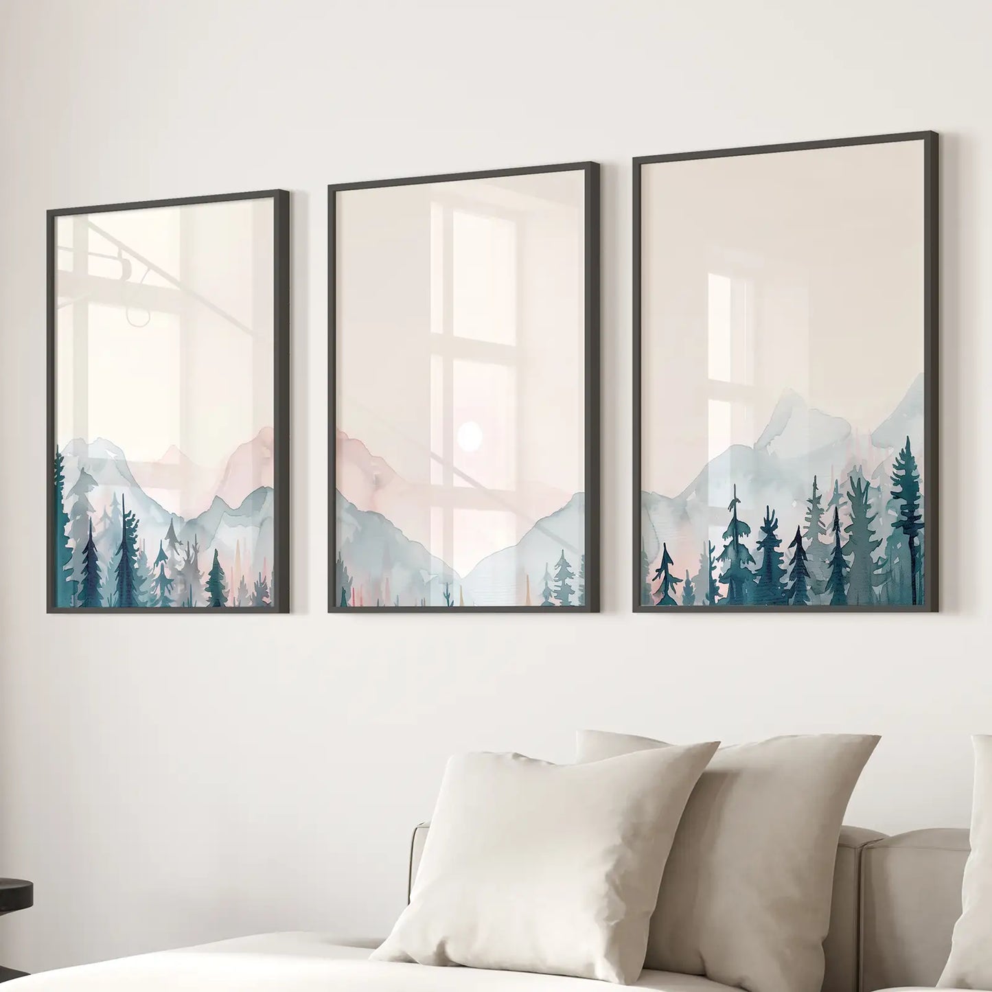 Forest and Mountain Landscape Wall Art Set of 3