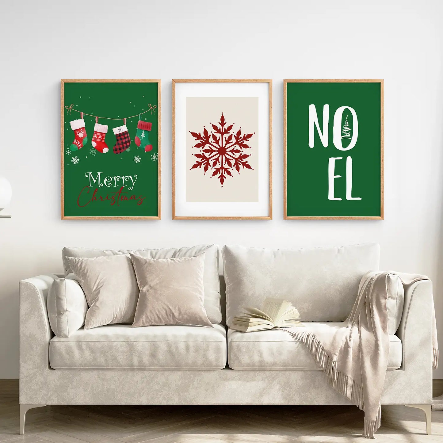 Green Christmas Nursery Wall Art Set of 3 Prints