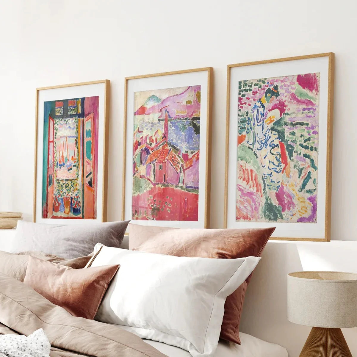 Fauvist watercolor landscape wall art set of 3