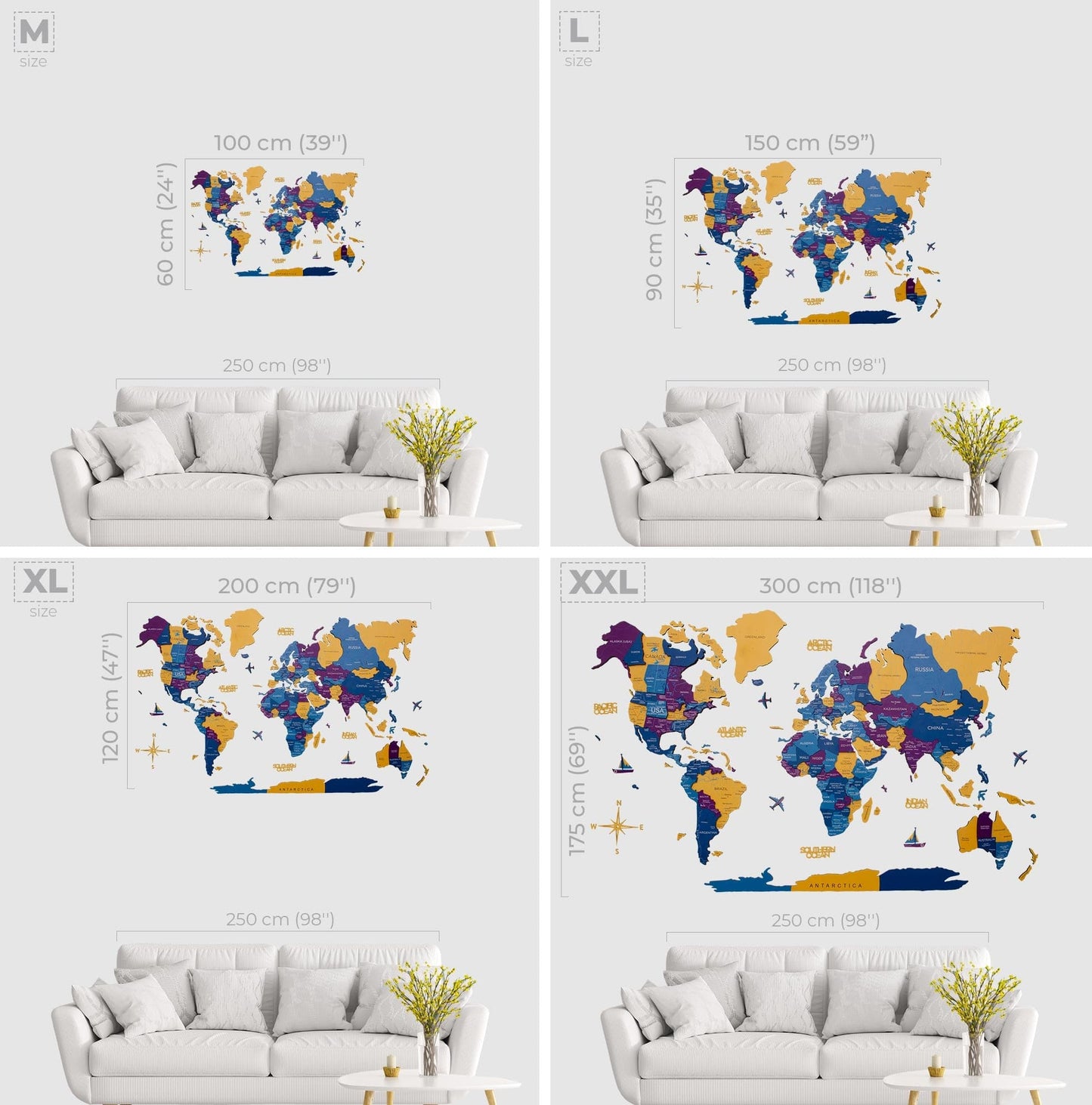 3D Wooden World Map Wall Art - Waterpark