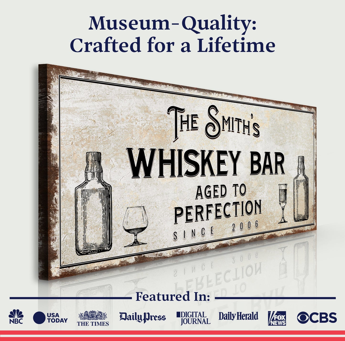 Personalized Whiskey Bar Canvas Sign