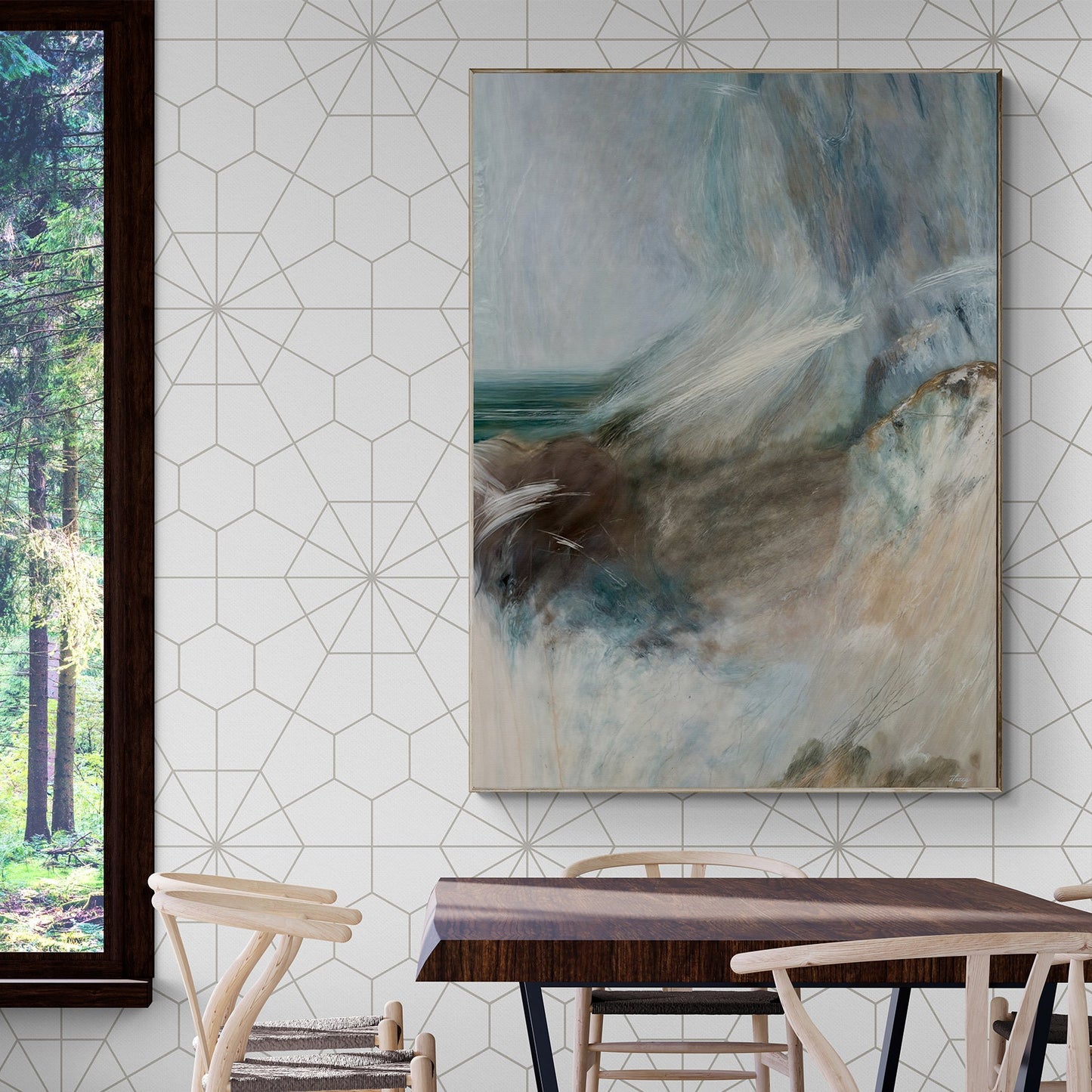 Whispering Coast coastal ocean canvas wall art with soft layered hues