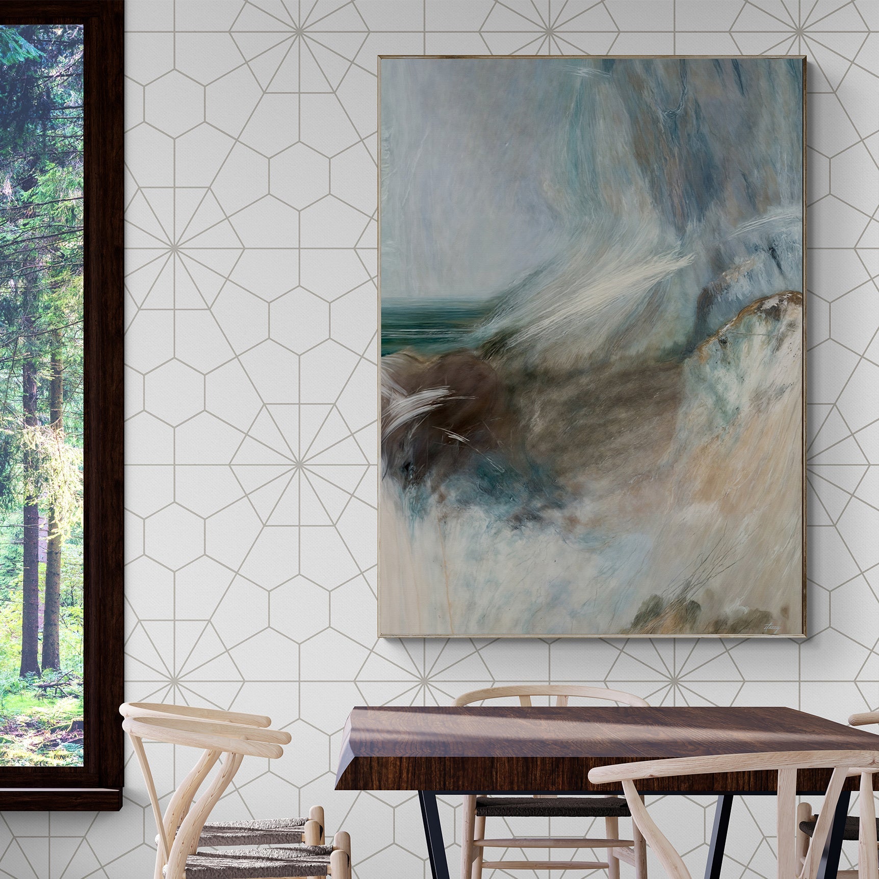 Whispering Coast coastal ocean canvas wall art with soft layered hues