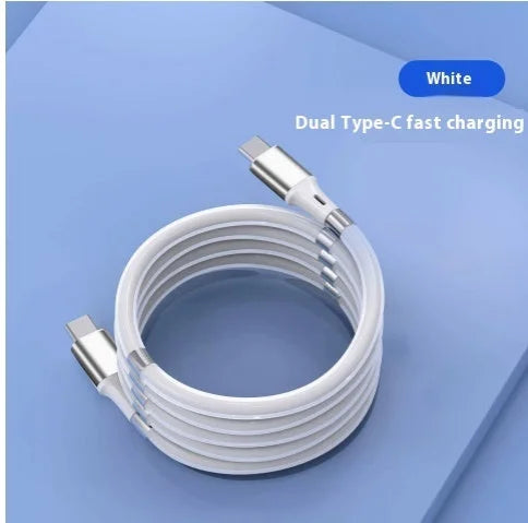 White dual Type-C magnetic fast charging cable portable travel data cable