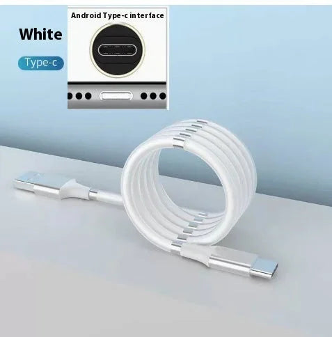 White magnetic travel data cable Type-C Android interface portable charging cable