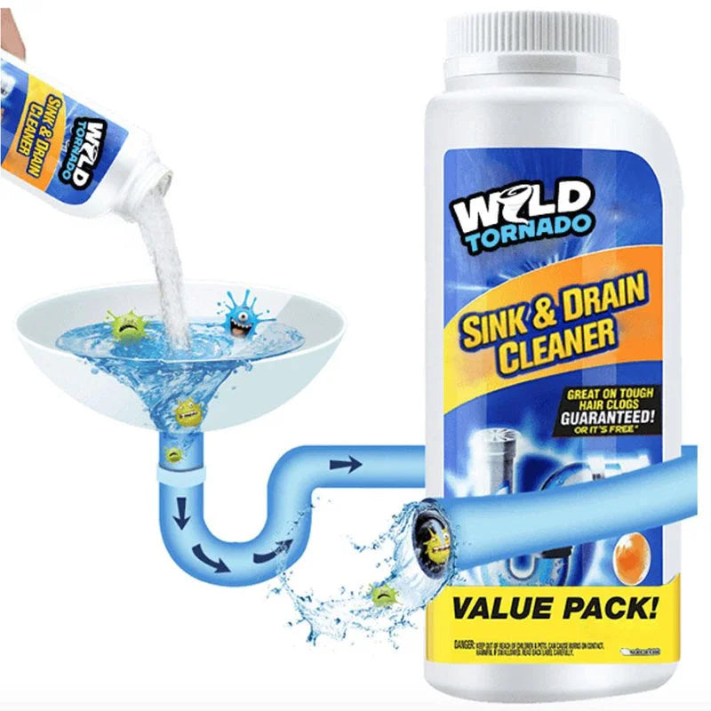 
Wild Tornado sink and drain cleaner value pack removing hair clogs from pipes illustration