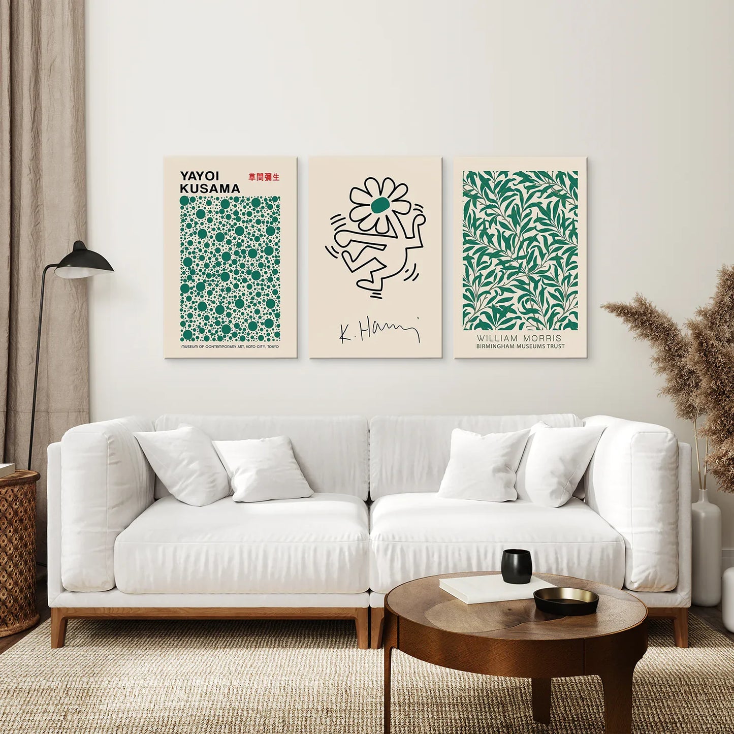Green Abstract Exhibition Wall Art Set of 3 Prints