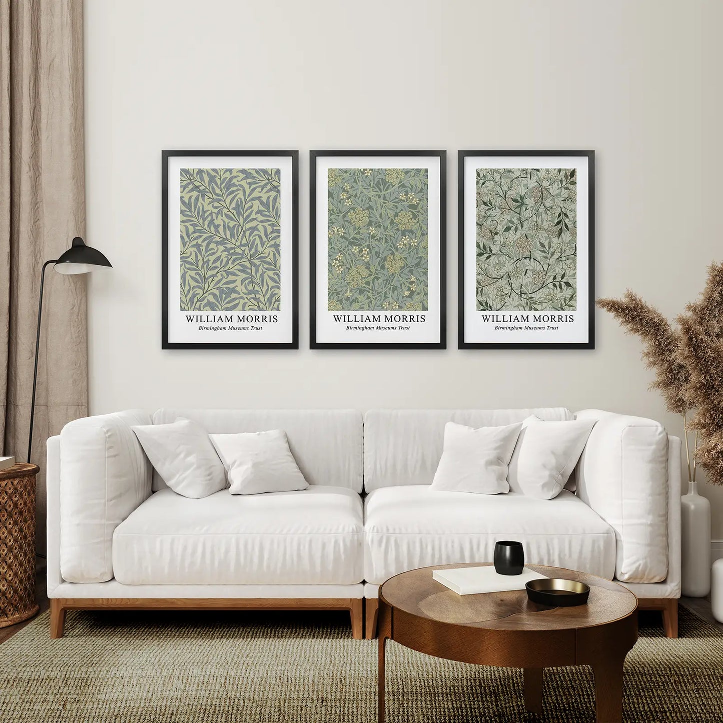 Large Floral Pattern Wall Art Set of 3 Vintage Prints